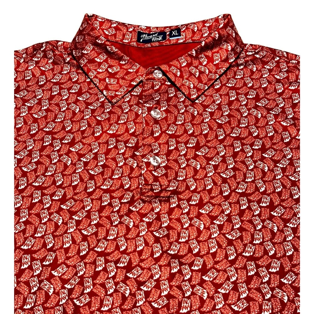 Indiana AOP Inward Half Polo Golf Short Sleeve Shirt State All Over Print Red